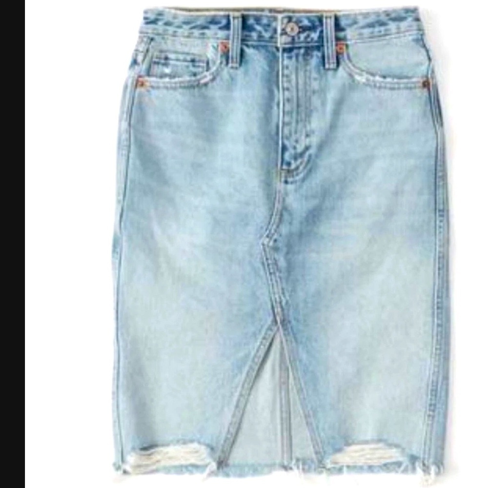 Abercrombie & fitch distressed denim pencil skirt